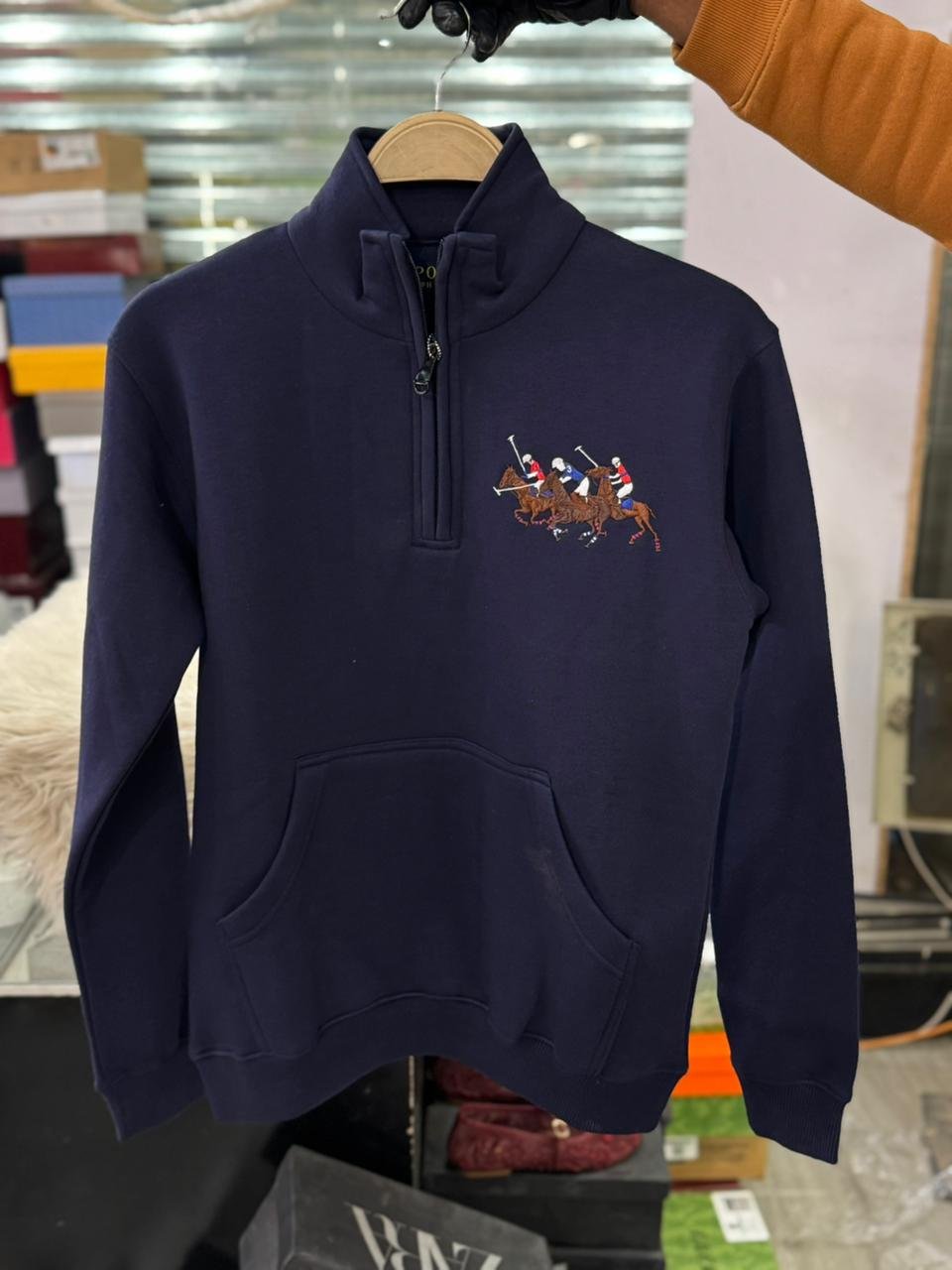 Polo Navy Blue Quarter-Zip Sweatshirt