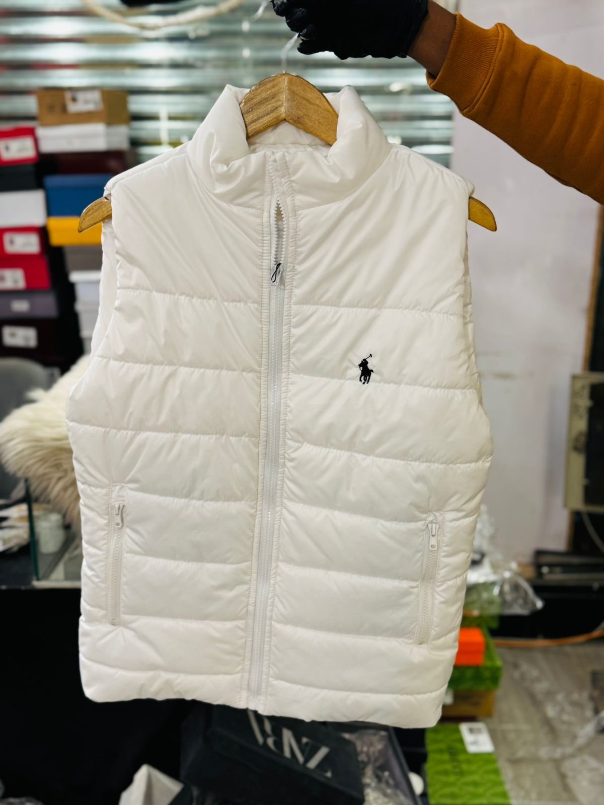 Polo Sleeveless White Puffer Jacket