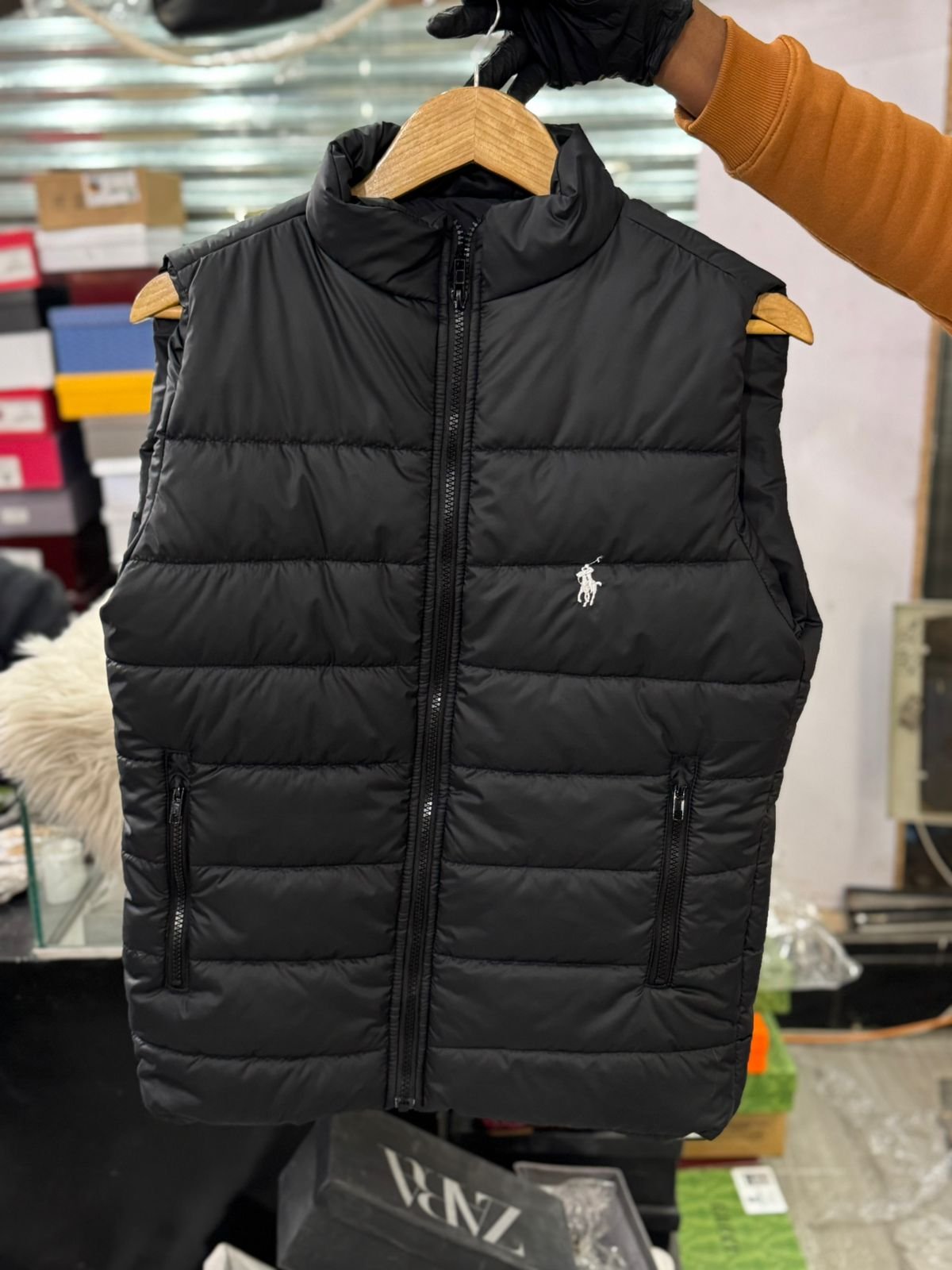 Polo Sleeveless Black Puffer Jacket