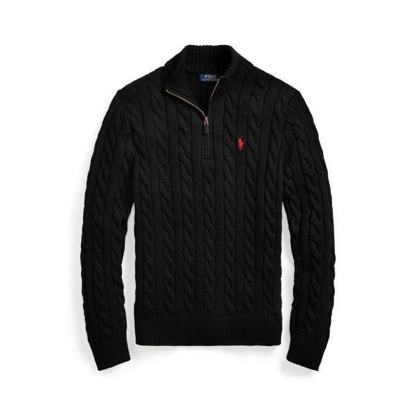 Polo Quarter-Zip Sweater in Black