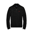 Polo Quarter-Zip Sweater in Black