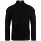 Polo Quarter-Zip Sweater in Black