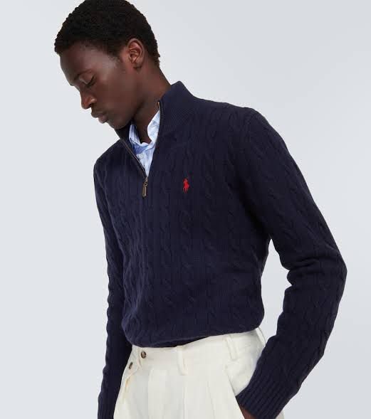 Polo Quarter-Zip Sweater in Blue