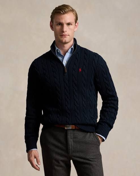 Polo Quarter-Zip Sweater in Blue