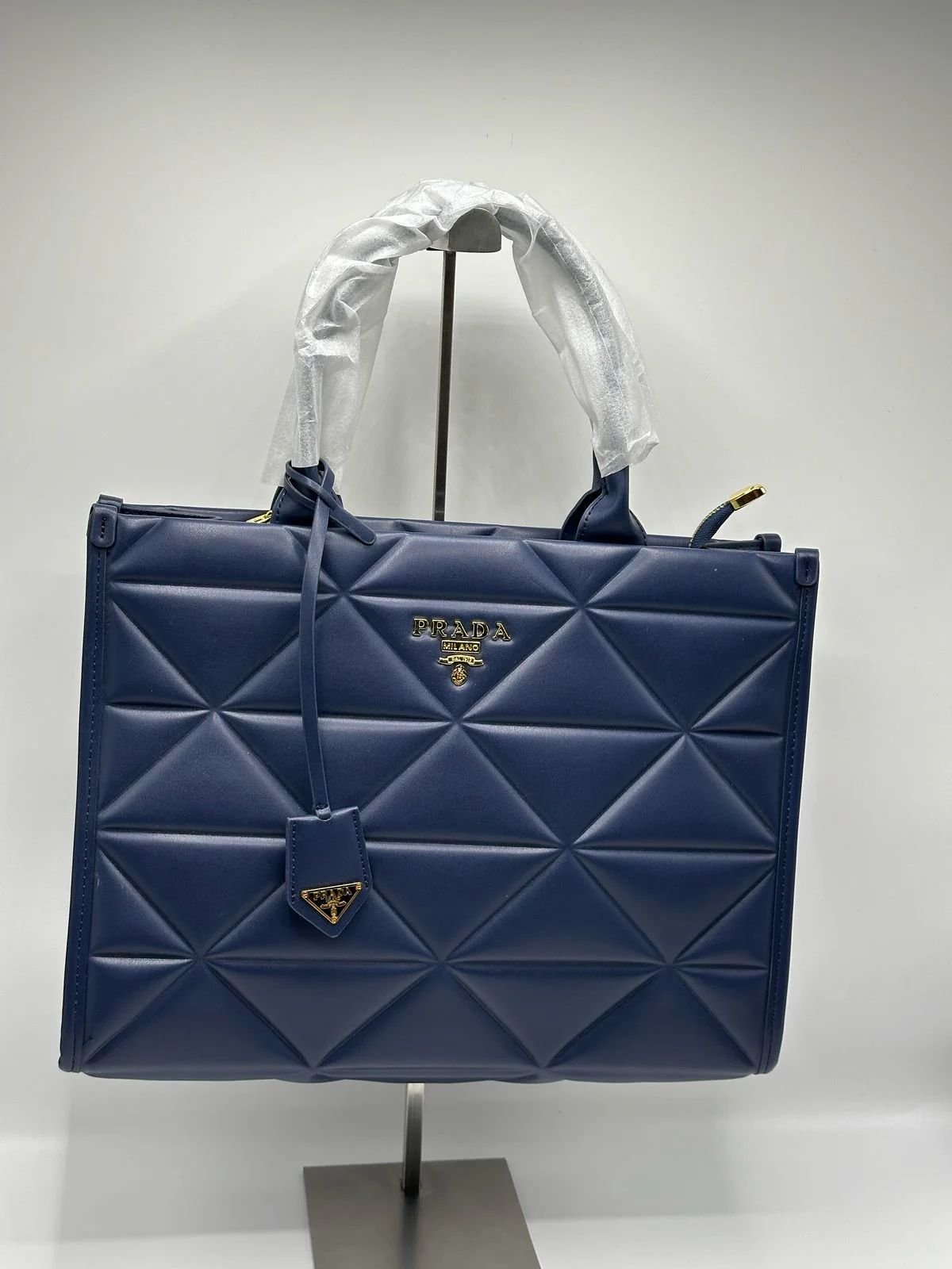 Prada Leather Tote Bag in Blue