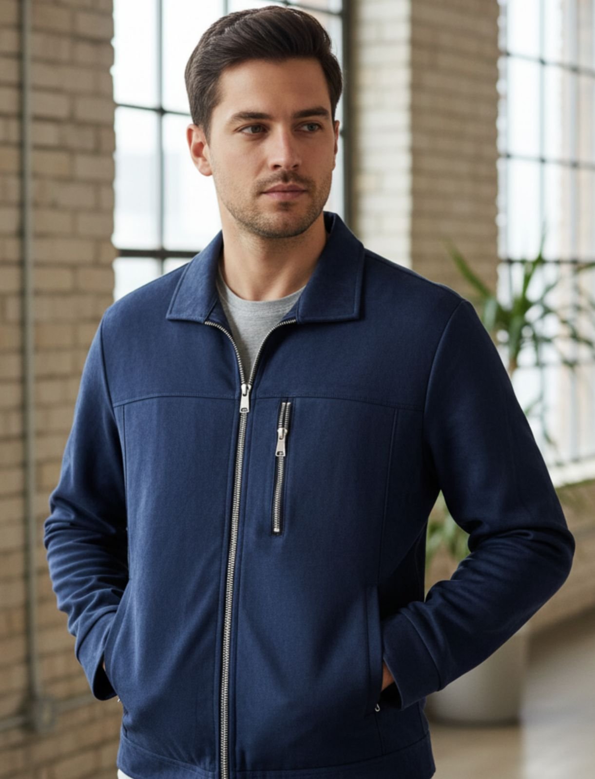 Blue Zara Suede Leather Jacket 142