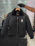 Black Quilted Bomber Jacket