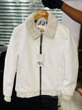 Zara Faux Bomber Jacket in White