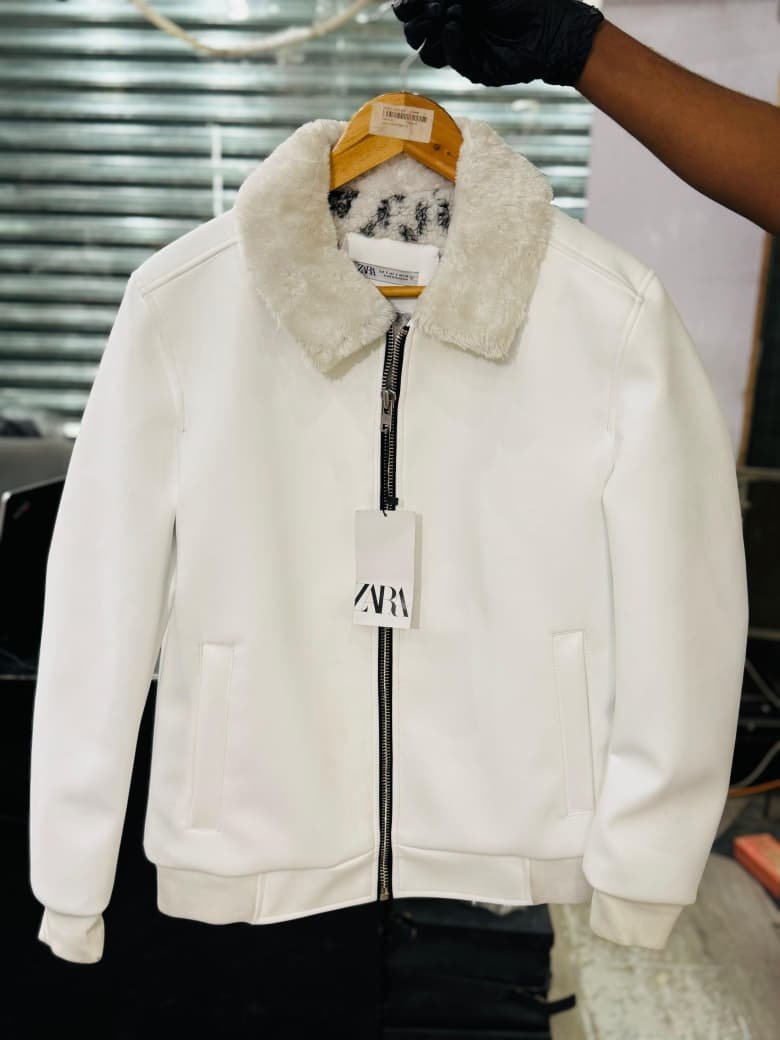Zara Faux Bomber Jacket in White