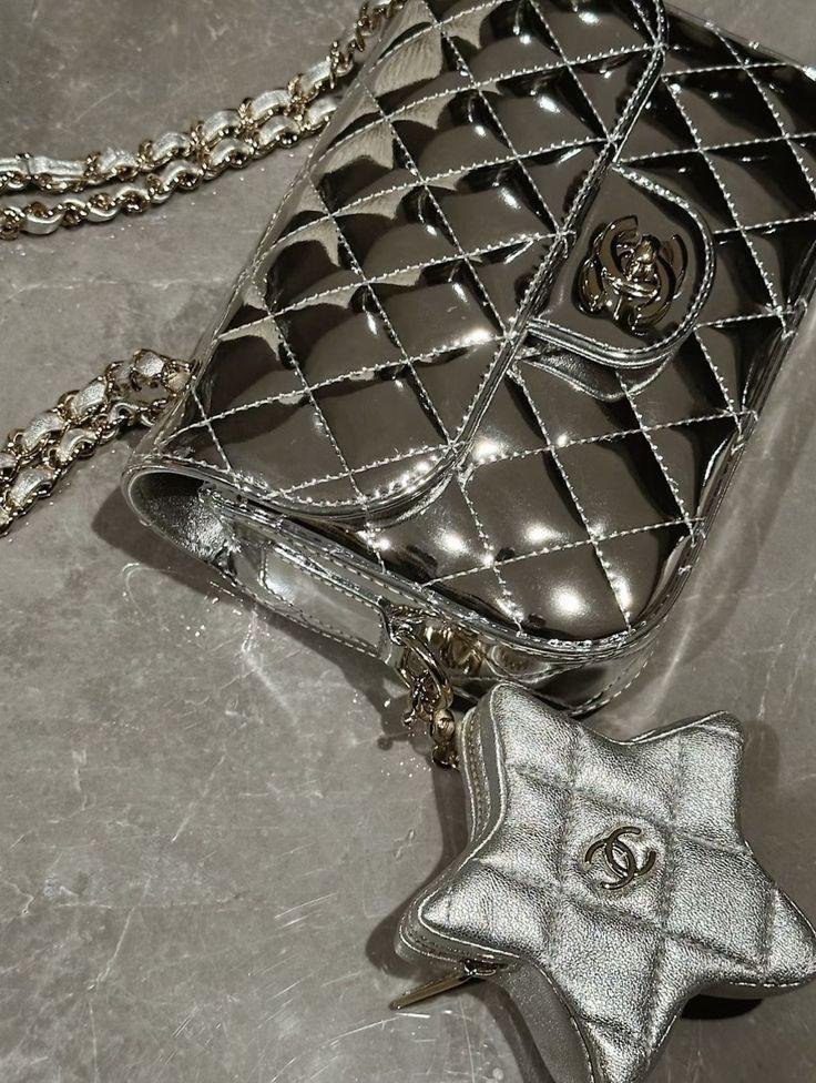 Chanel Flap Bag & Star Coin Purse in Silver