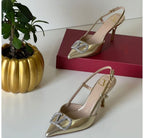 Valentino Garavani Slingback Heels in Metallic Gold