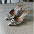 Valentino Garavani Slingback Heels in Metallic Silver