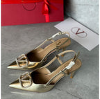 Valentino Garavani Slingback Heels in Metallic Gold