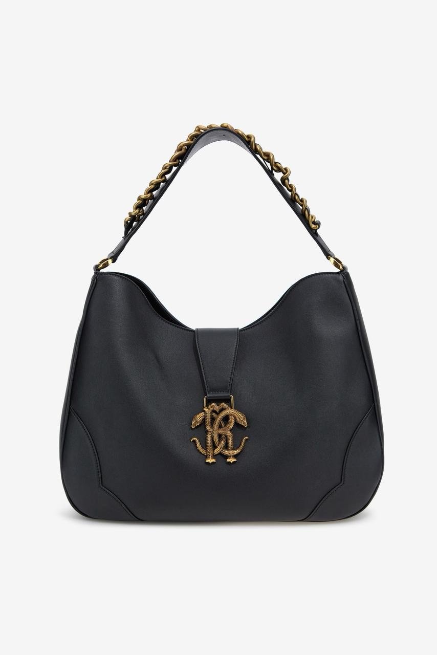 Roberto Cavalli Shoulder Bag in Black Leather