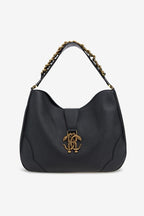 Roberto Cavalli Shoulder Bag in Black Leather