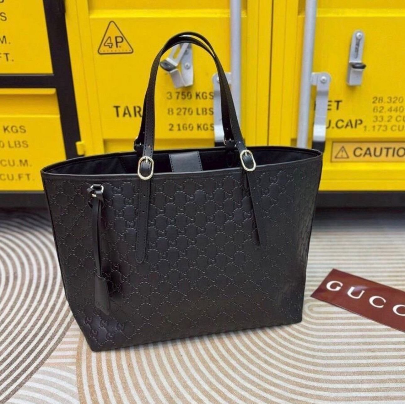 Gucci GG Emblem Large Tote Bag in Black