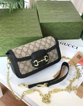 Gucci Horsebit 1955 Small Shoulder Bag in Black Leather Trim