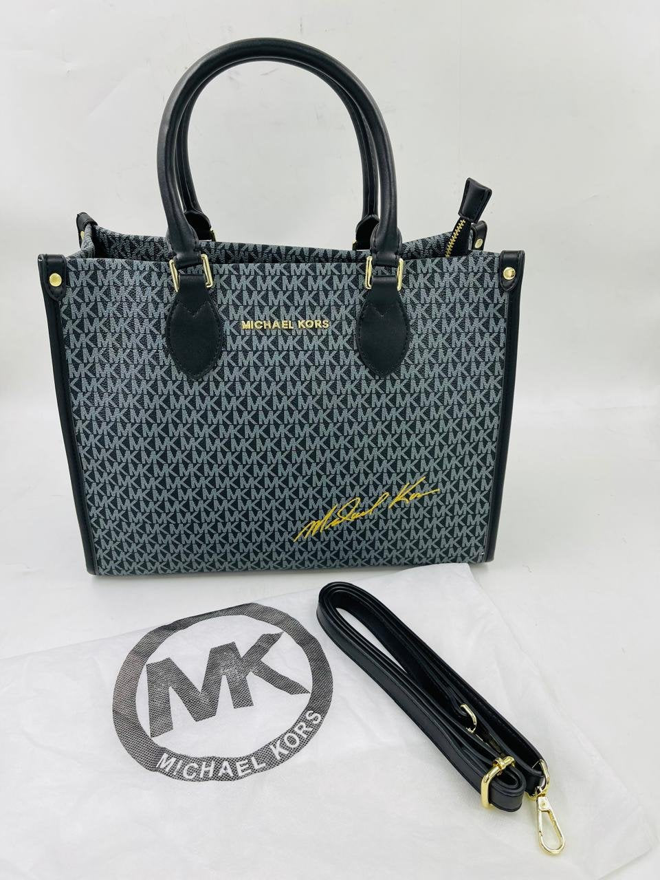 Michael Kors Signature Monogram Tote Bag in Black