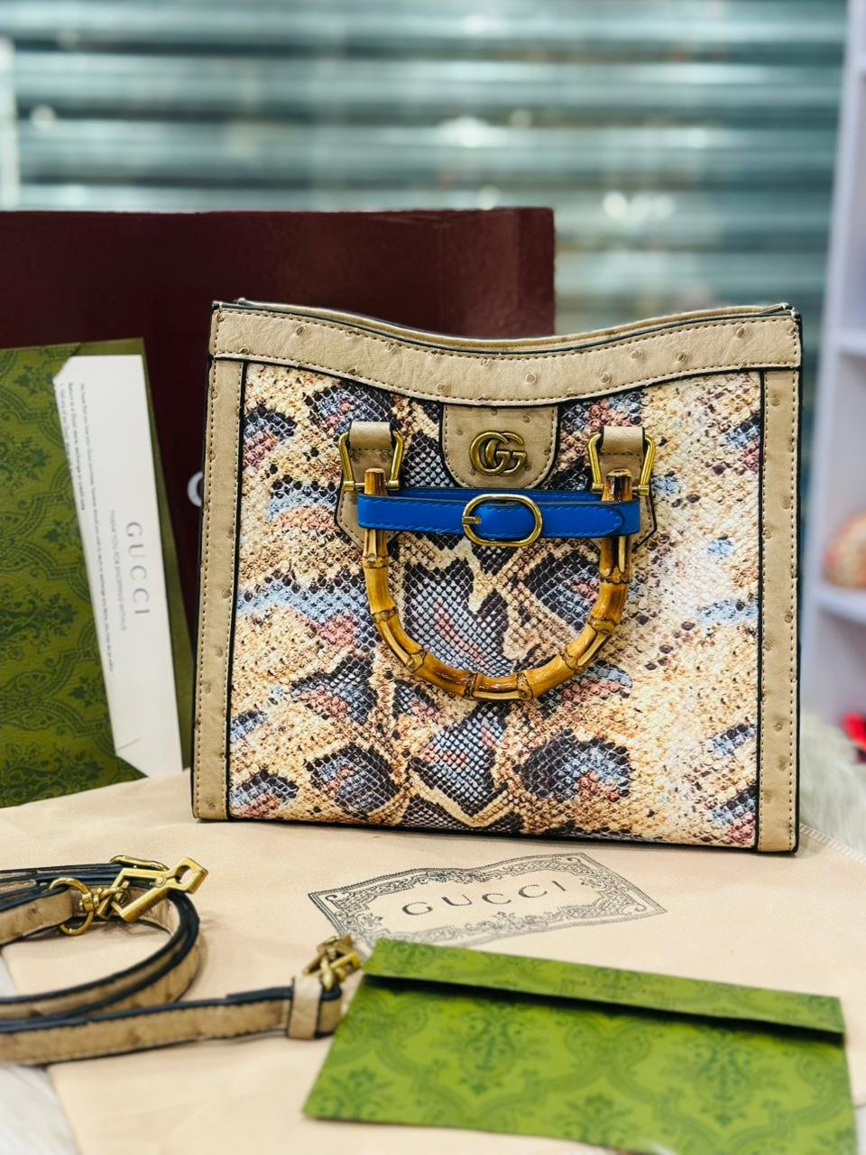 Gucci Diana Python Tote Bag