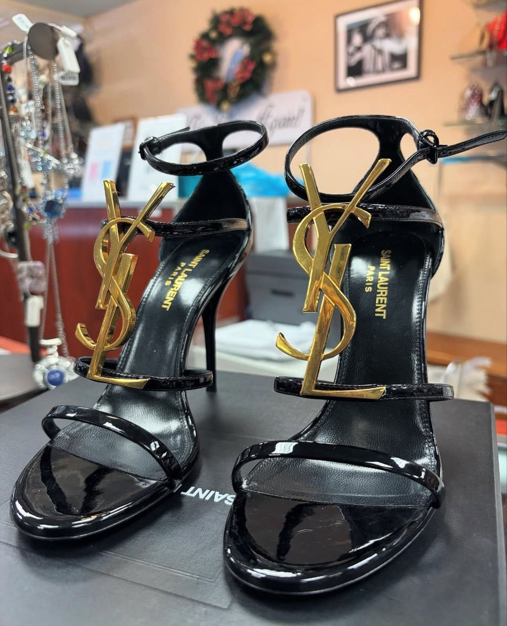 Saint Laurent Heels in Gold &amp; Black