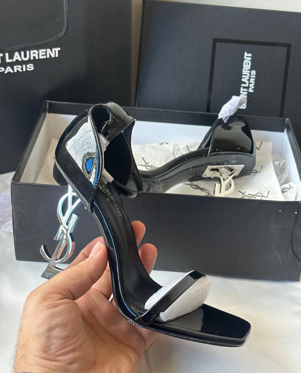YSL Heels in Silver