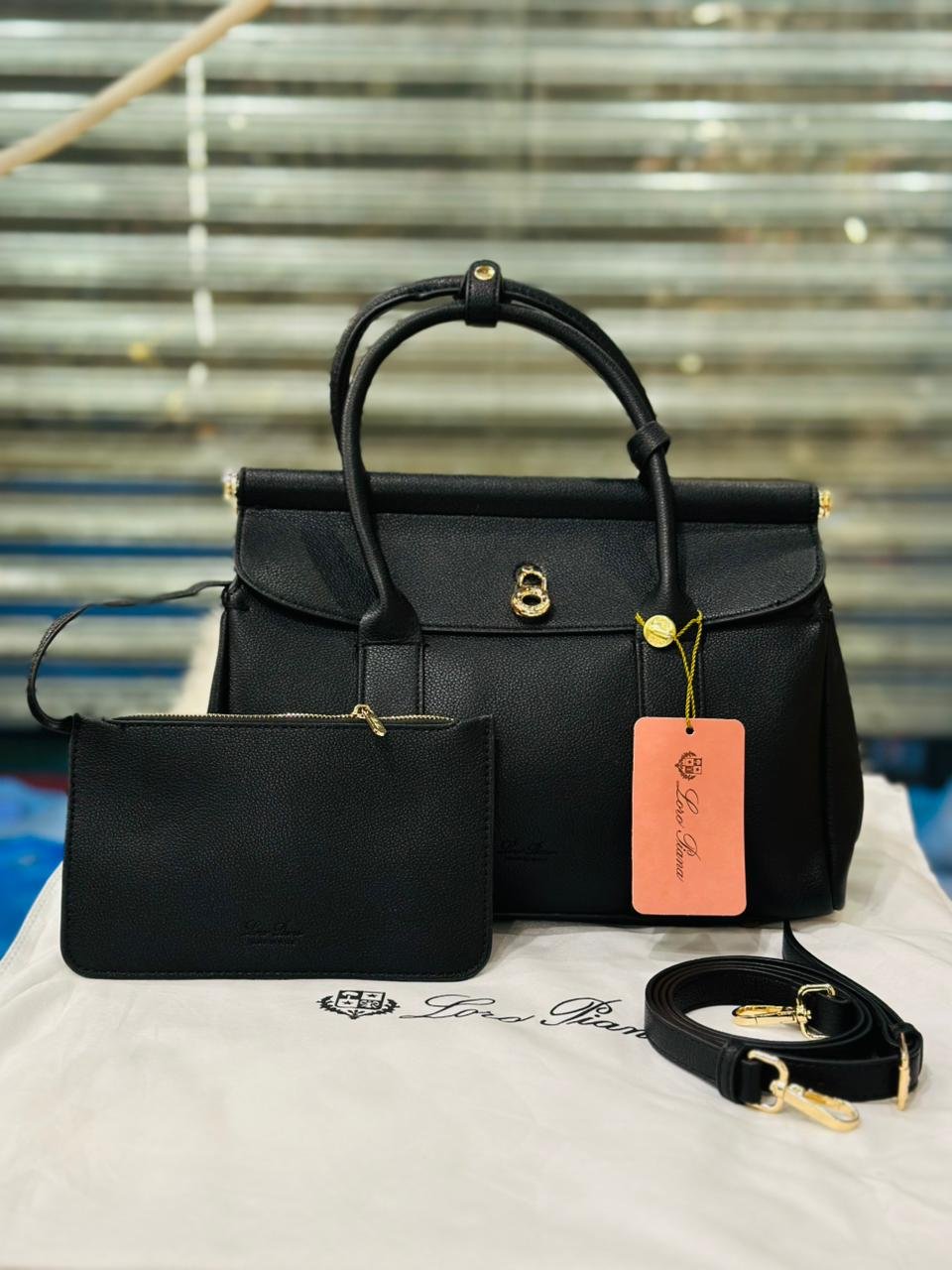 Loro Piana Loom Bag in Black