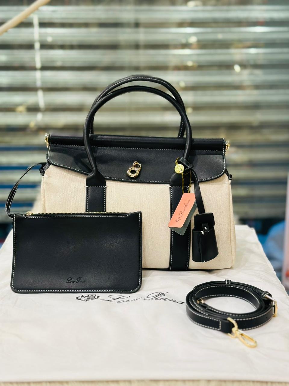 Loro Piana Loom Bag in Black &amp; White