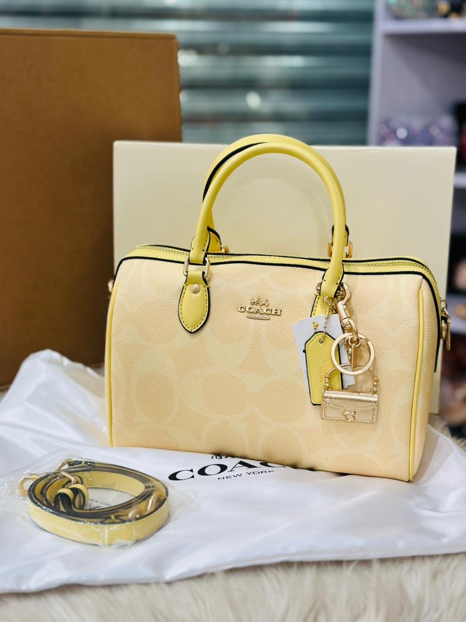 Coach Rowan Satchel Bag in Yellow