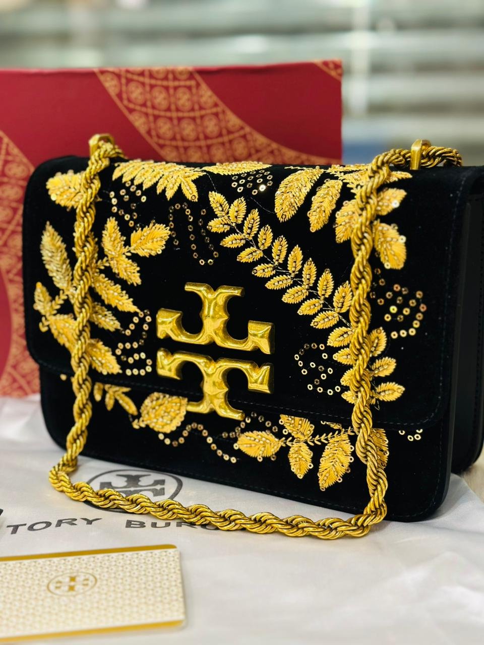 Tory Burch Shoulder Bag in Embroidered Velvet