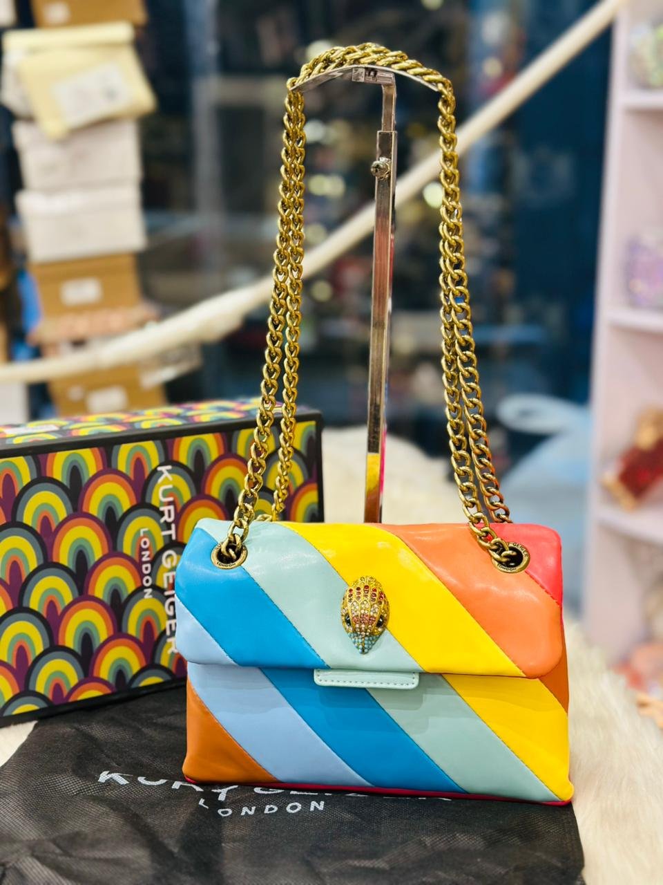 Kurt Geiger London Mini Kensington Bag in Multi Color Strip