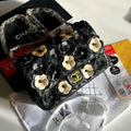 Chanel Flap Bag with Gold &amp; Black Camellia Flowers