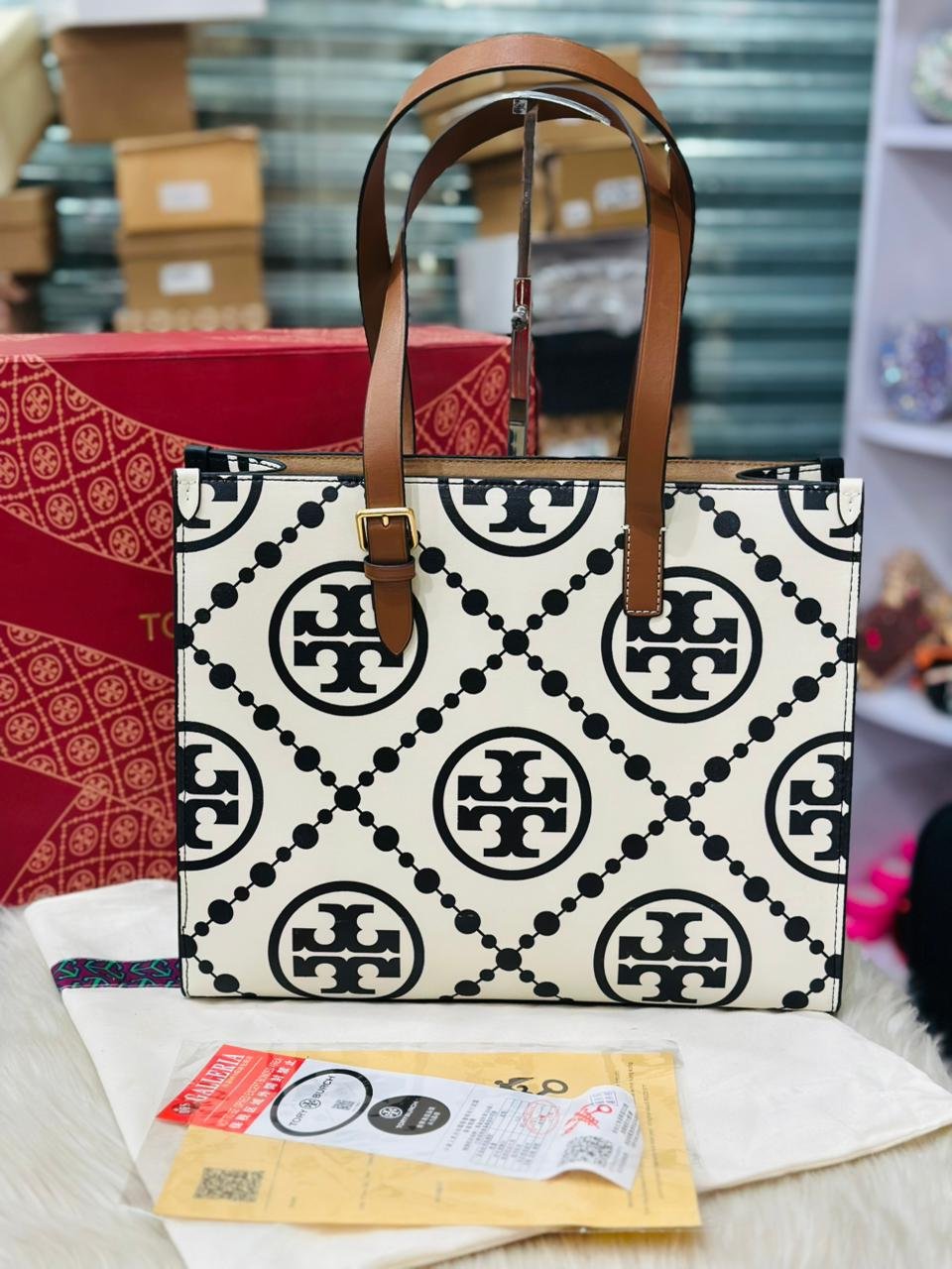 Tory Burch T Monogram Contrast Tote Bag