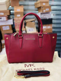 Michael Kors Marilyn Leather Bag in Maroon