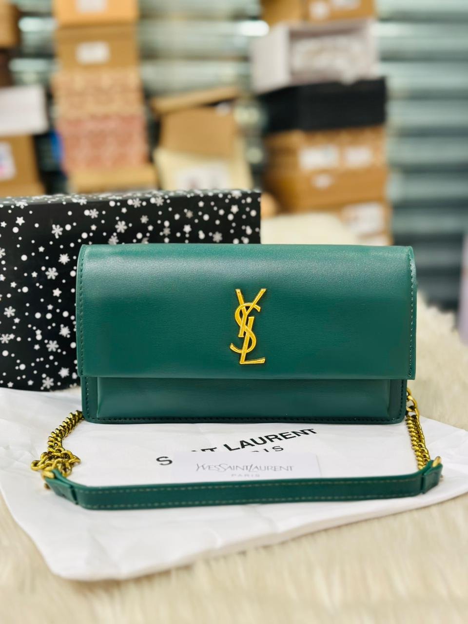 Saint Laurent Sunset Shoulder Bag in Green