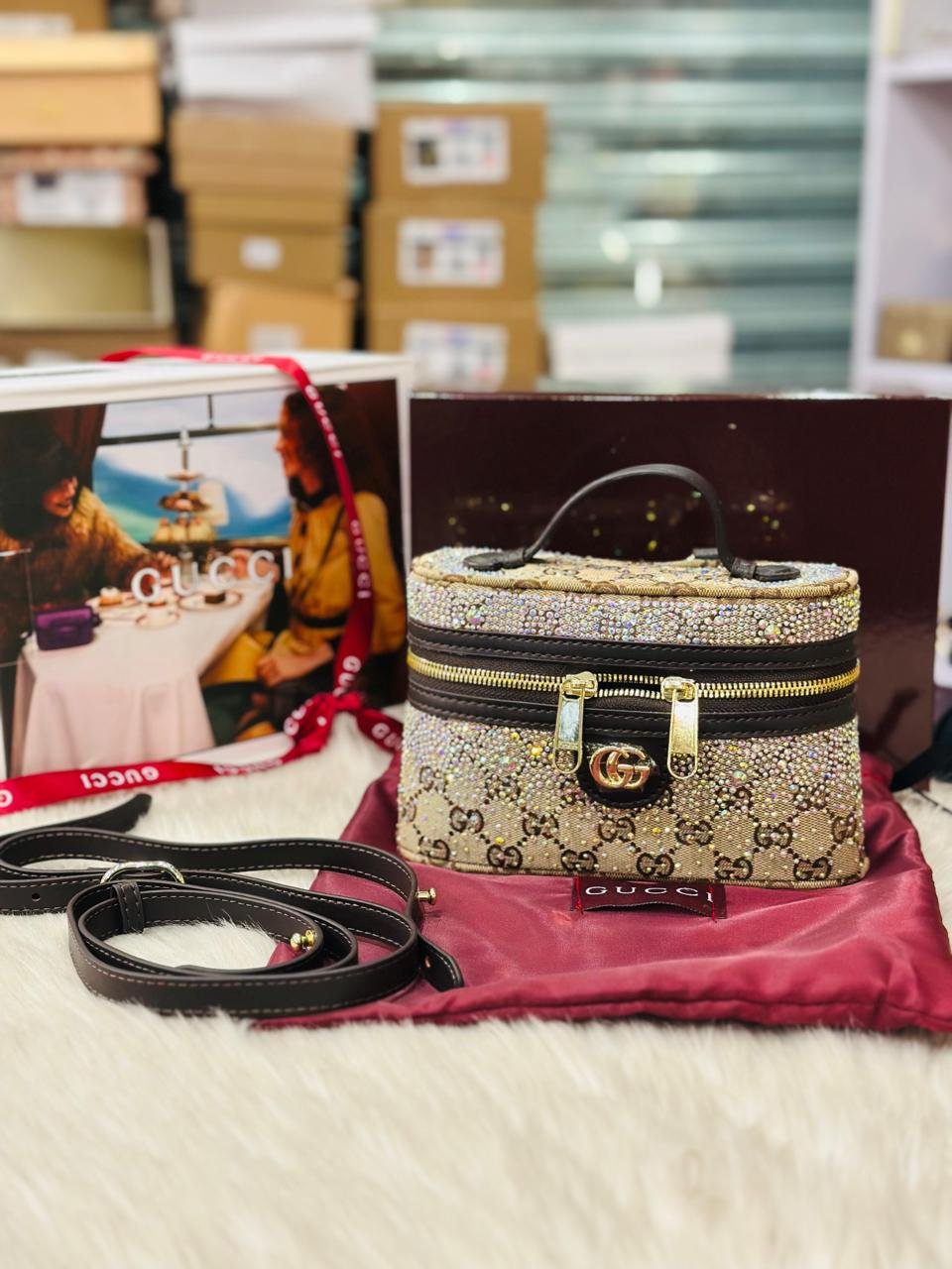 Gucci GG Logo Bag with Crystals