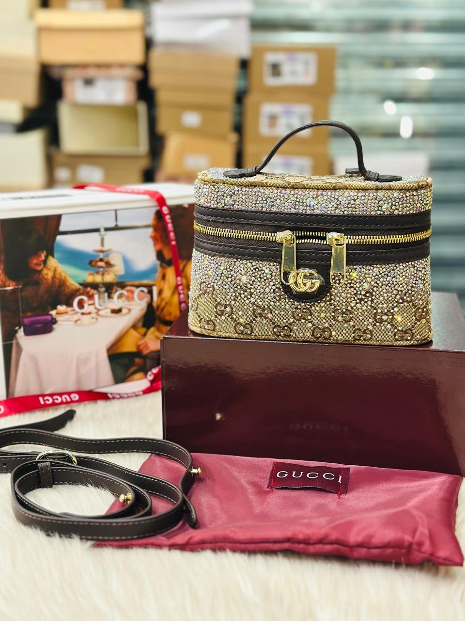 Gucci GG Logo Bag with Crystals