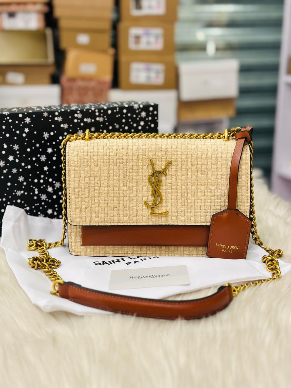 Saint Laurent Solferino Satchel bag in Beige &amp; Red