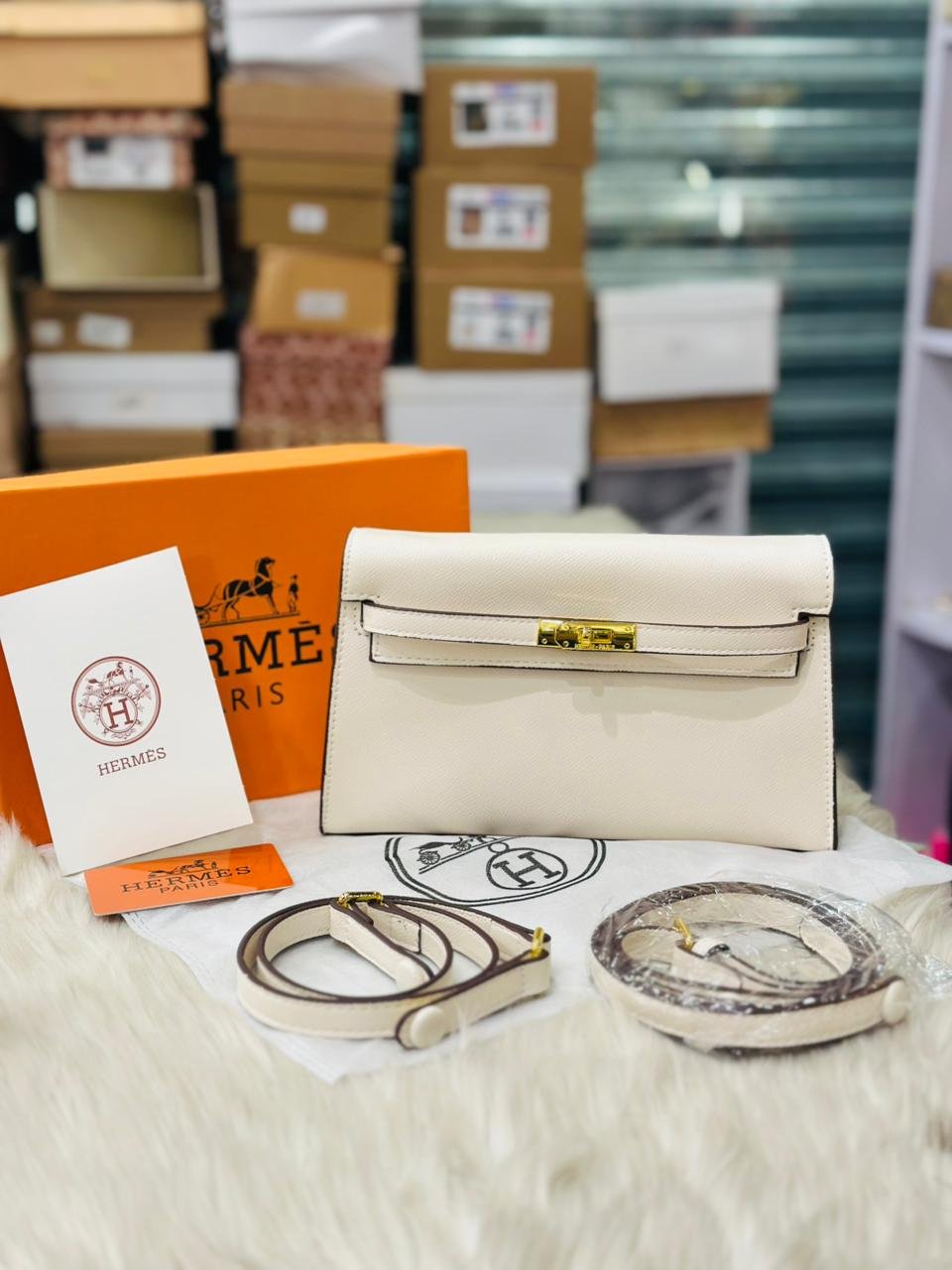 Hermès Kelly Danse Bag in White