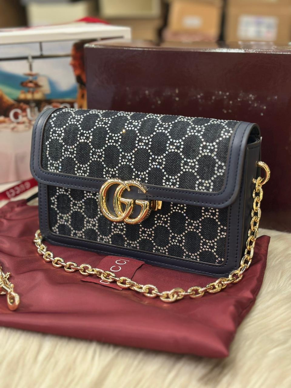 Gucci GG Shoulder Bag in Dark Blue Denim