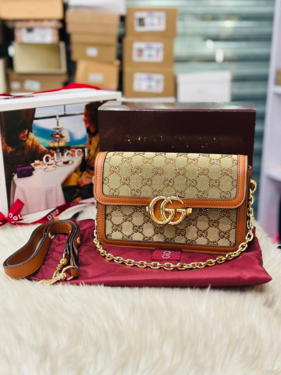 Gucci GG Marmont Shoulder Bag in Brown