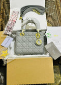 Lady Dior Cannage in Stone Gray