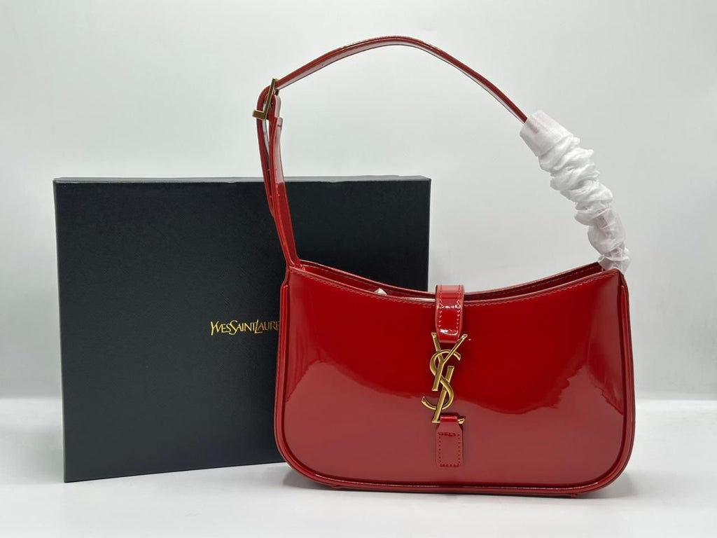 Saint Laurent Patent Leather Hobo Bag in Red