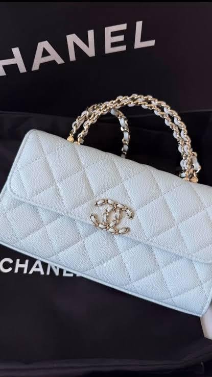 Chanel Kelly Top Handle Bag in White