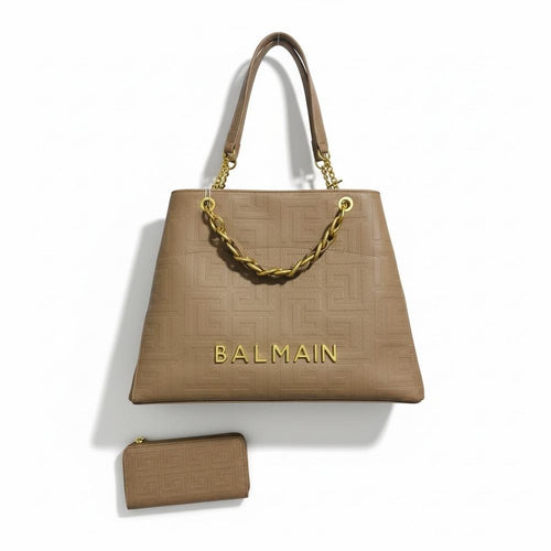 Balmain 1945 Soft Leather Tote Bag in Apricot