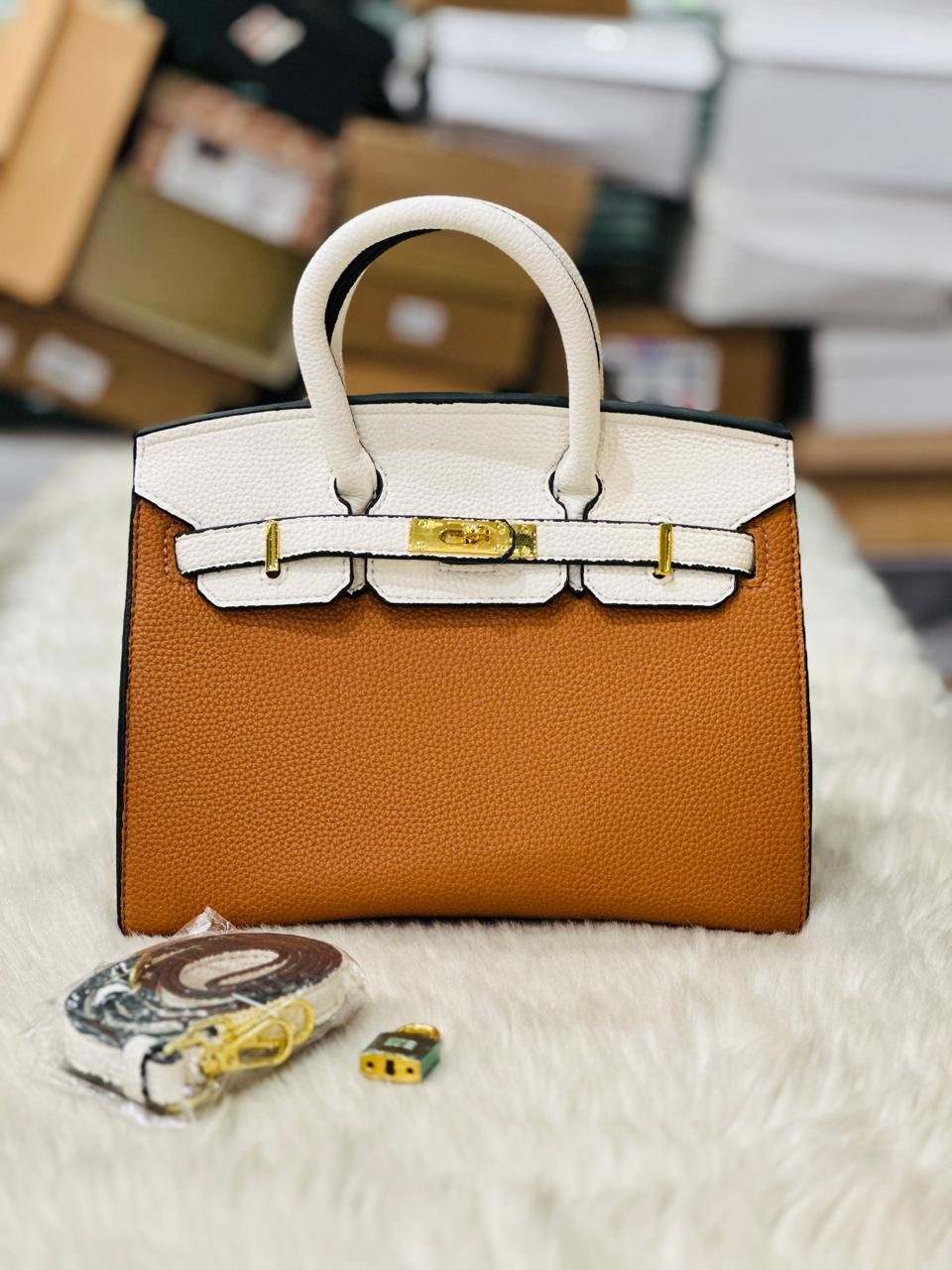 Hermes Birkin in White &amp; Brown