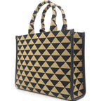 Prada Symbole Jacquard Fabric Tote Bag in Black and Tan