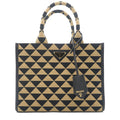 Prada Symbole Jacquard Fabric Tote Bag in Black and Tan