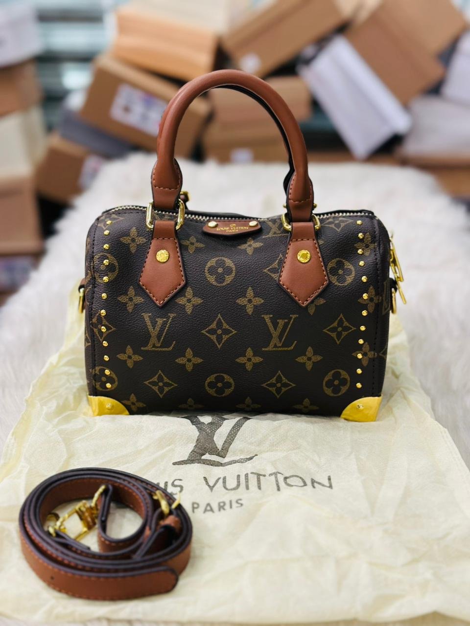 Louis Vuitton Speedy Trunk Handbag in Dark Brown Monogram