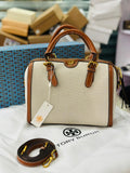 Tory Burch T Barrel Bag in Beige &amp; Brown