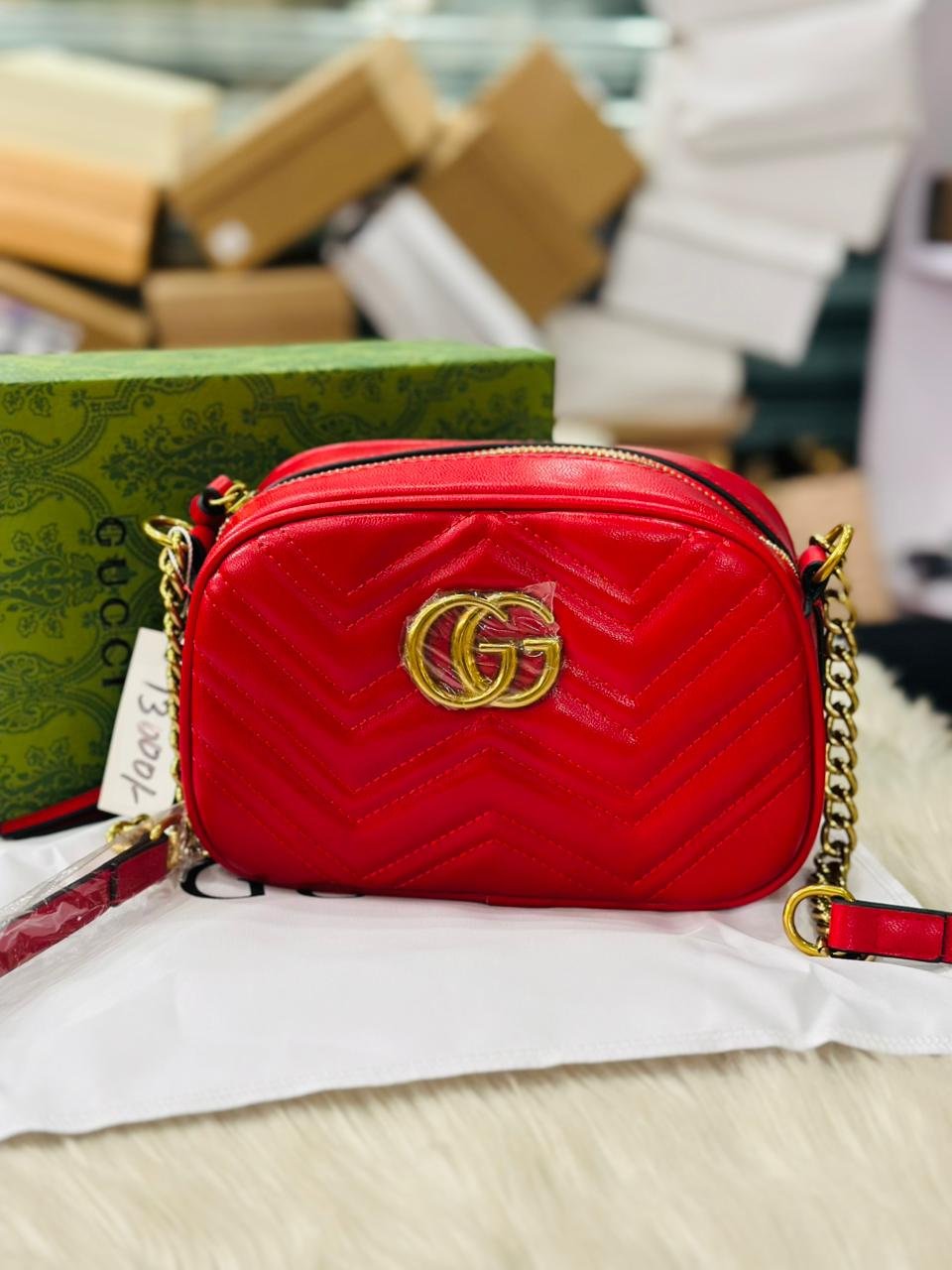 Gucci GG Small Matelassé Shoulder Bag in Red